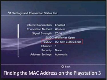 Play Station 3: How to find your Wireless MAC Address