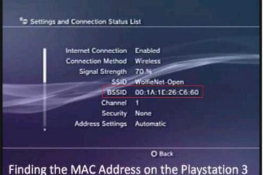 Play Station 3: How to find your Wireless MAC Address