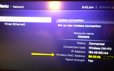 Roku: How to find your Wireless MAC Address